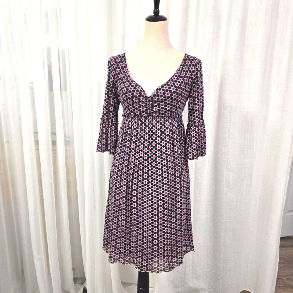 2/$30 Max Studio Black Pink Polka Dot Babydoll Casual Dress Size S Fit & Flare